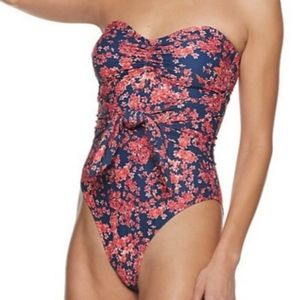 WeWoreWhat Bandeau Tie-Front One-Piece Swimsuit